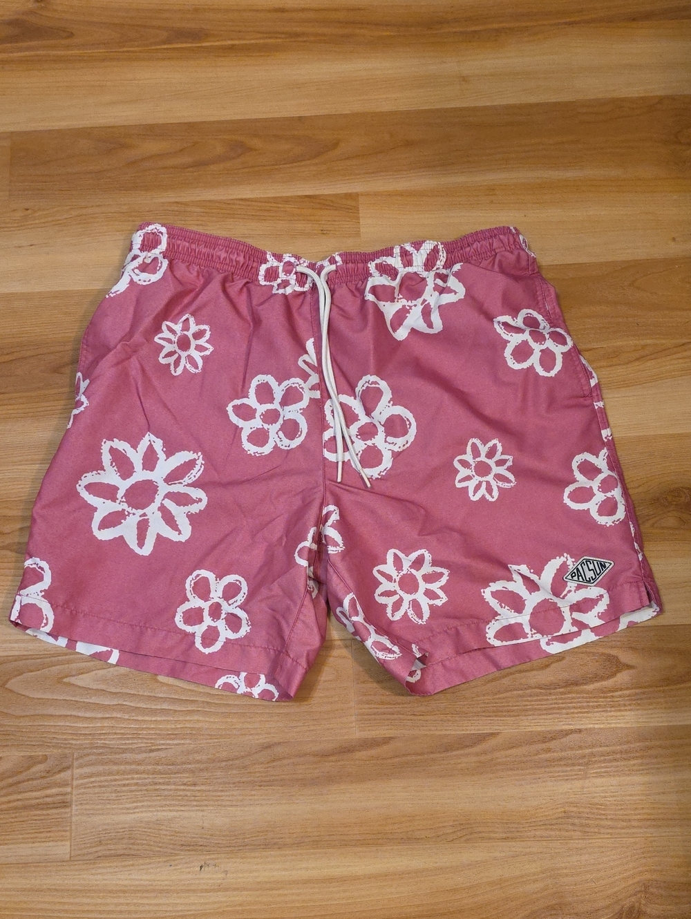 PacSun Pink Daisy-Print Lined Swim Shorts